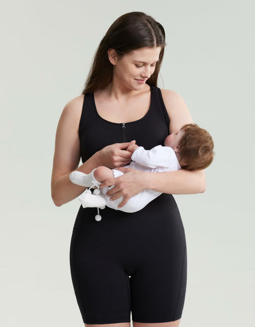 Load image into Gallery viewer, POSHDIVAH Nursing Bra Front Zip Padded Maternity Sports Tank Top Black Size M
