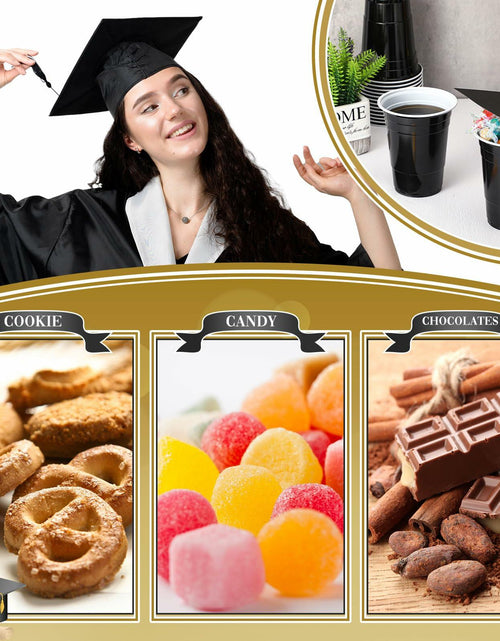 Load image into Gallery viewer, Jingmore Graduation Gift Box 30 Set 16oz Black Plastic Cups Graduation Cap
