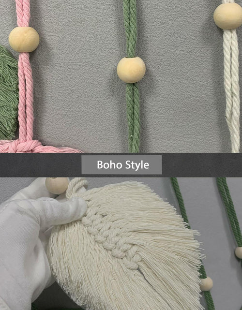 Load image into Gallery viewer, Nature-Inspired Macrame Leaf Wall Hanging Boho Green Tapestry 47.2x30"
