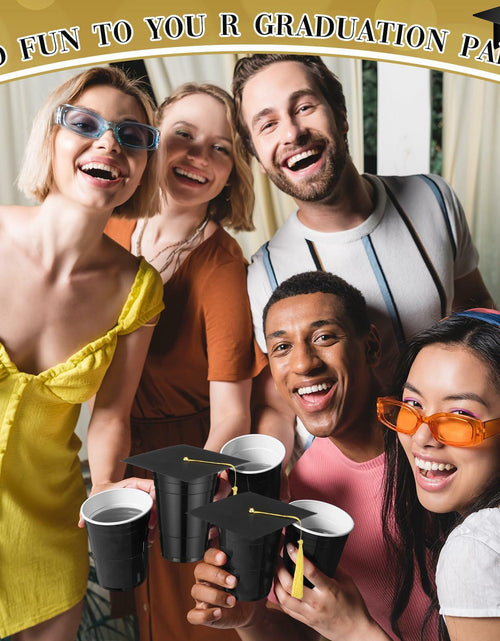 Load image into Gallery viewer, Jingmore Graduation Gift Box 30 Set 16oz Black Plastic Cups Graduation Cap
