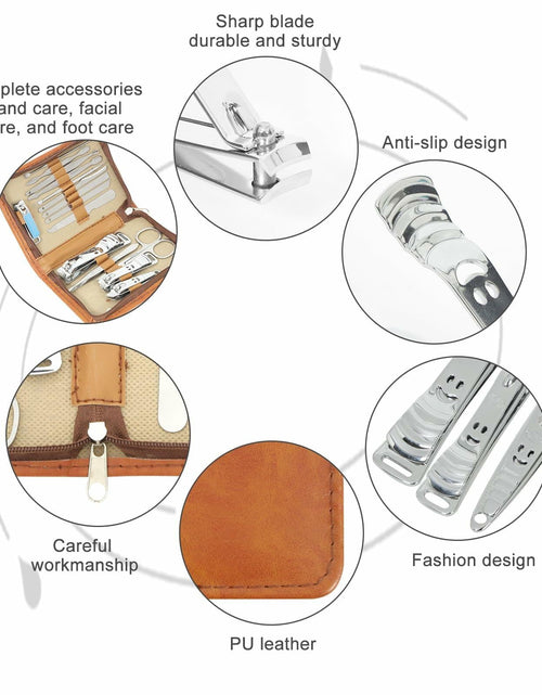 Load image into Gallery viewer, Manicure Set Nail Clippers Pedicure Kit 15Pcs Stainless Steel Brown Case
