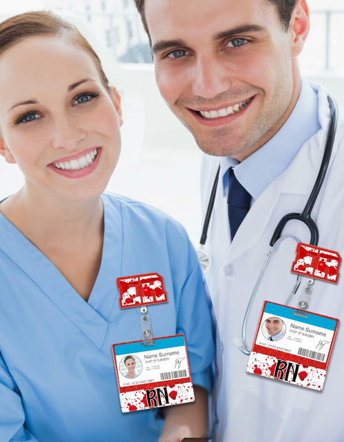Load image into Gallery viewer, RN Nurse Badge Reel Set – Student &amp; RN ID Clip Red Alligator Card Holder Red
