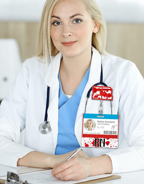 Load image into Gallery viewer, RN Nurse Badge Reel Set – Student &amp; RN ID Clip Red Alligator Card Holder Red
