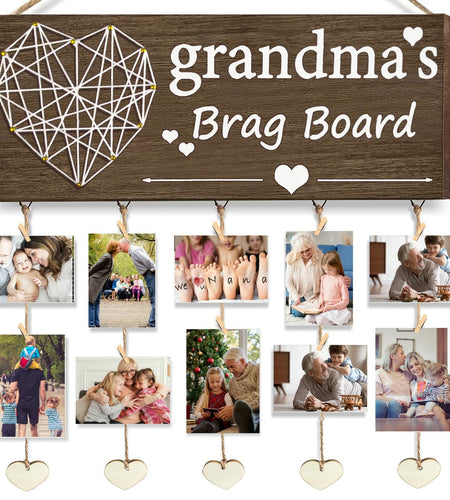 Gaoikerr Grandma's Brag Board Picture Frame Gift Black Grandkids Display