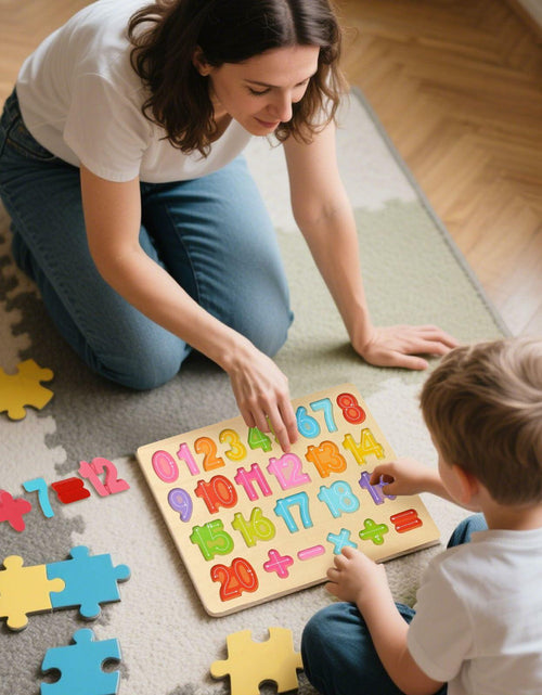 Load image into Gallery viewer, LovesTown Montessori Wooden Number &amp; Shape Puzzles Kids Educational Toy
