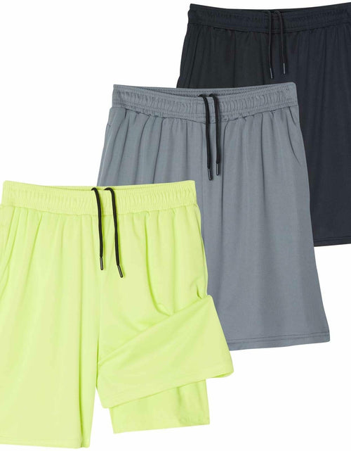 Load image into Gallery viewer, Mens Big and Tall 3 Pack 2-in-1 Gym Shorts Compression Liner Size 4X
