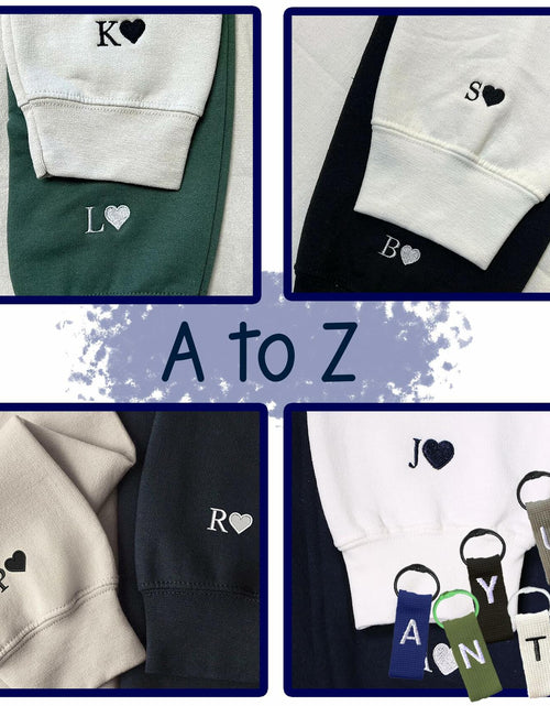 Load image into Gallery viewer, GODMERCH Embroidered Heart Sweatshirt Personalized Initial Sand Size M
