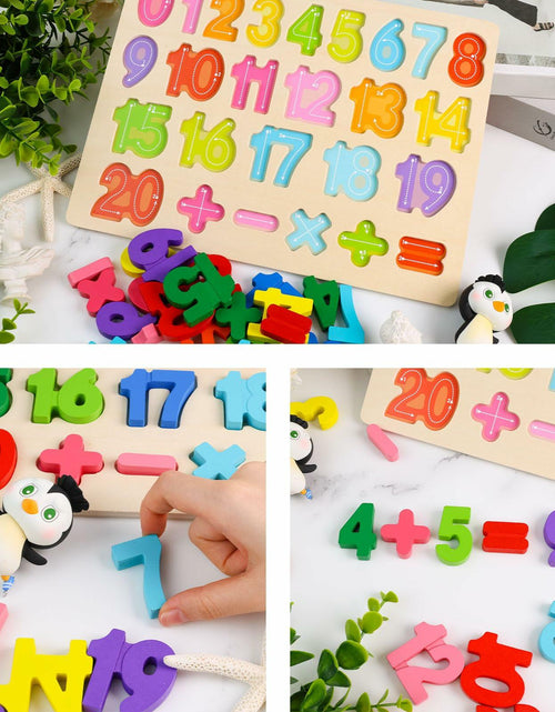 Load image into Gallery viewer, LovesTown Montessori Wooden Number &amp; Shape Puzzles Kids Educational Toy
