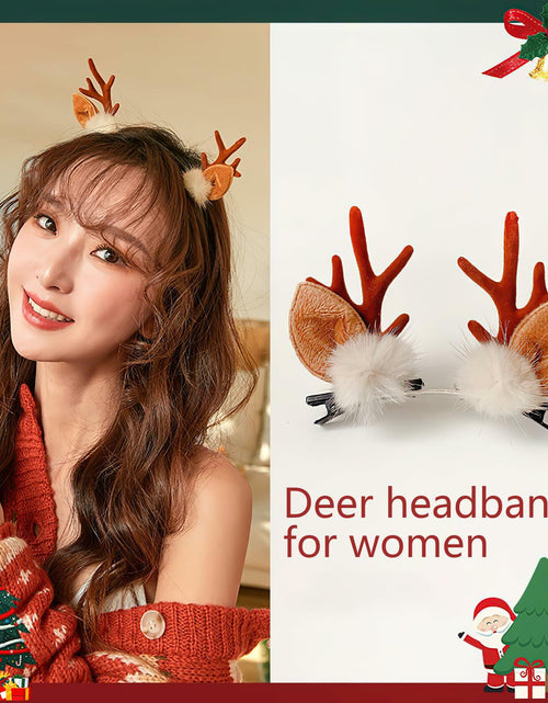 Load image into Gallery viewer, Christmas Reindeer Antlers Headband Pine Cone Hair Accessories Festive
