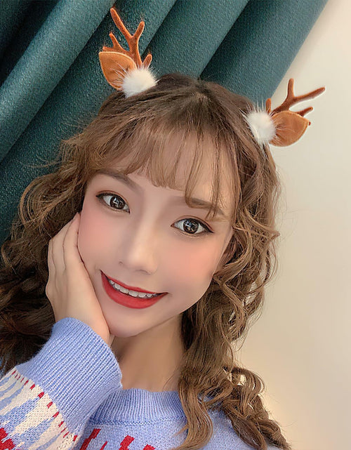 Load image into Gallery viewer, Christmas Reindeer Antlers Headband Pine Cone Hair Accessories Festive
