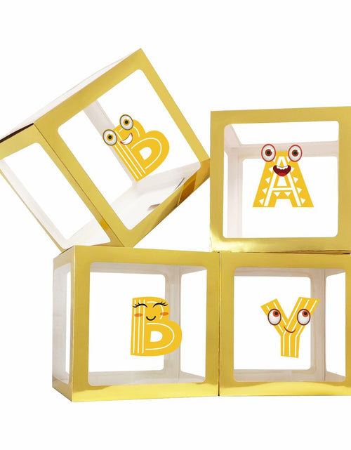 Load image into Gallery viewer, Onteftshop Baby Boxes Letters Party Decorations Transparent Gold 4pcs
