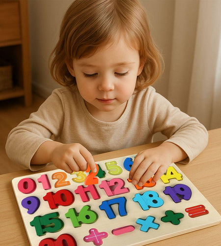 LovesTown Montessori Wooden Number & Shape Puzzles Kids Educational Toy
