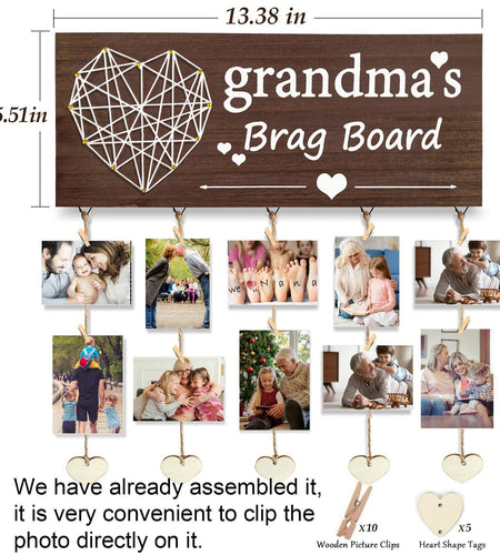 Gaoikerr Grandma's Brag Board Picture Frame Gift Black Grandkids Display