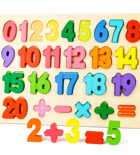 LovesTown Montessori Wooden Number & Shape Puzzles Kids Educational Toy