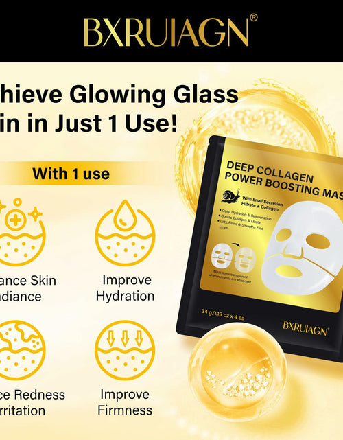 Load image into Gallery viewer, BestBy01/28 BXRUIAGN Snail Mucin Face Mask 96 Hydrogel Korean Skin Care 4pcs
