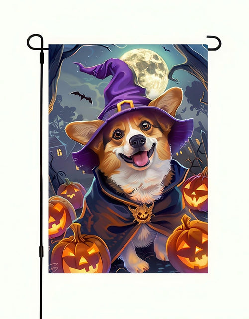 Load image into Gallery viewer, Happy Halloween Garden Flag Witch Hat Corgi Polyester 12x18 Inch Double Sided
