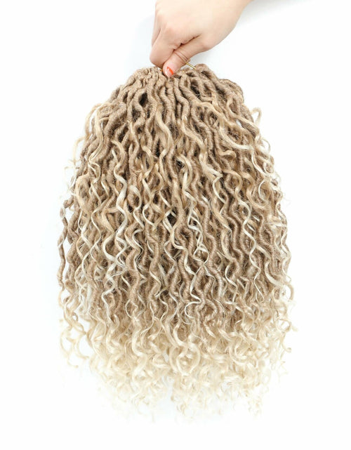 Load image into Gallery viewer, Goddess Locs Crochet Hair 12 Inch 8 Packs River Faux Locs 27/613# Size 12in
