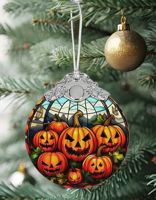 Load image into Gallery viewer, Pumpkin Family Stained Glass Christmas Ornament Holiday Decoration
