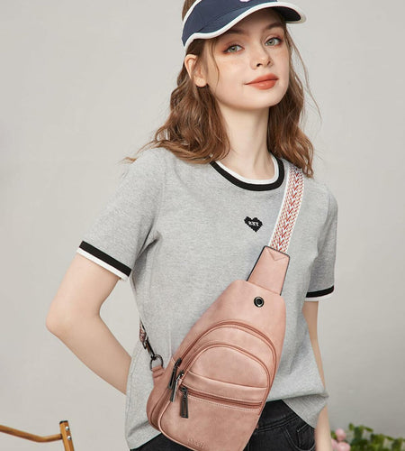 Shrrie Small Sling Fanny Pack Crossbody Chest Bag Travel Black