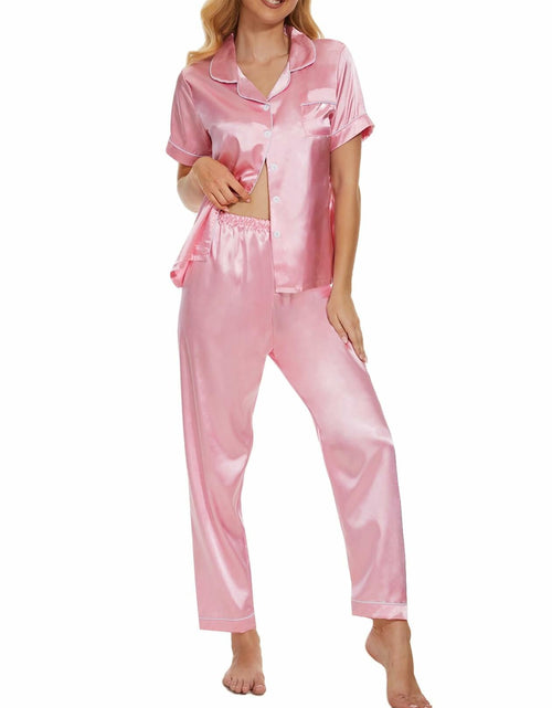 Load image into Gallery viewer, Women's Plus Size Pajama Set Short &amp; Long Sleeve Top with Pants Size M Pink
