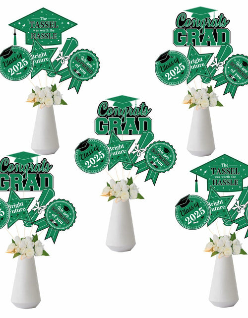 Load image into Gallery viewer, JOYMEMO Graduation Party Centerpiece Sticks 24pcs Teal Black 2025
