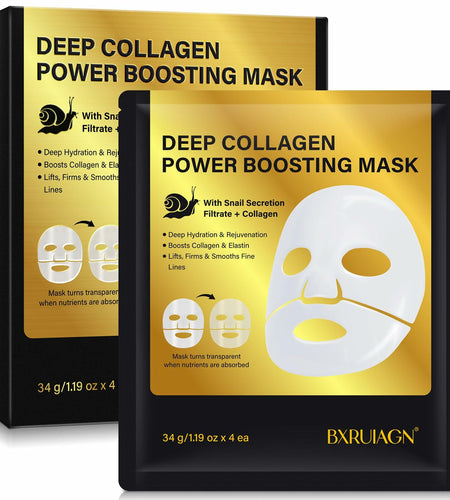 BestBy01/28 BXRUIAGN Snail Mucin Face Mask 96 Hydrogel Korean Skin Care 4pcs