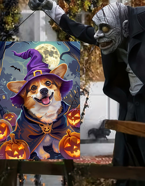 Load image into Gallery viewer, Happy Halloween Garden Flag Witch Hat Corgi Polyester 12x18 Inch Double Sided
