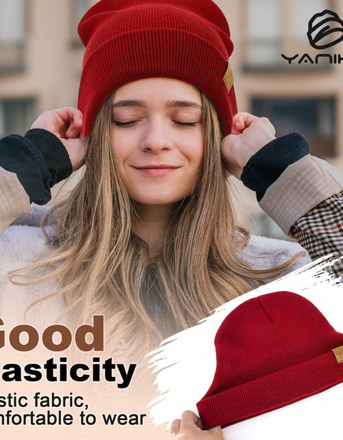 Load image into Gallery viewer, Beanies Cuffed Windproof Warm Knitted Hat Unisex White Size 1
