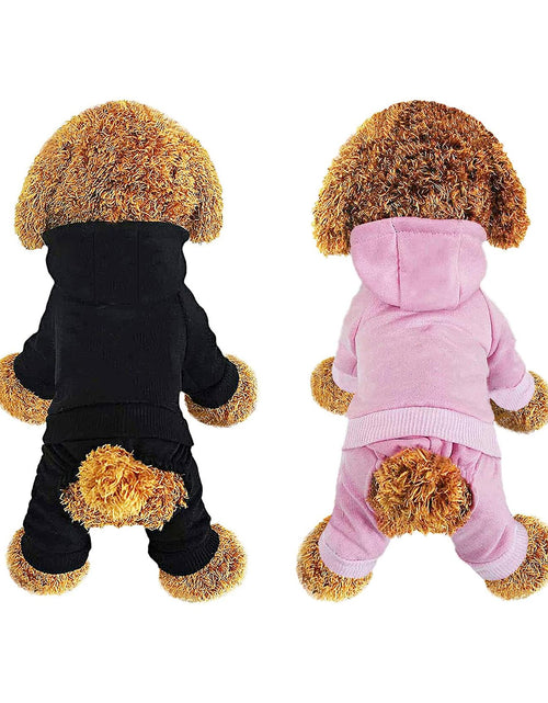 Load image into Gallery viewer, LifeWheel Pet Hoodie Fleece Jumpsuit Winter Warm Cotton Black + Pink Size S M L
