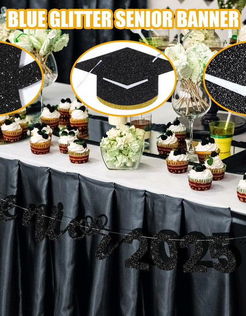 Load image into Gallery viewer, Oudain Glitter Senior 2025 Graduation Cap Banner Congrats Grad Blue
