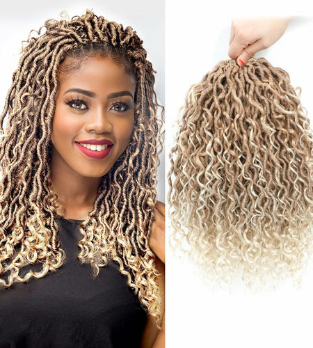 Goddess Locs Crochet Hair 12 Inch 8 Packs River Faux Locs 27/613# Size 12in