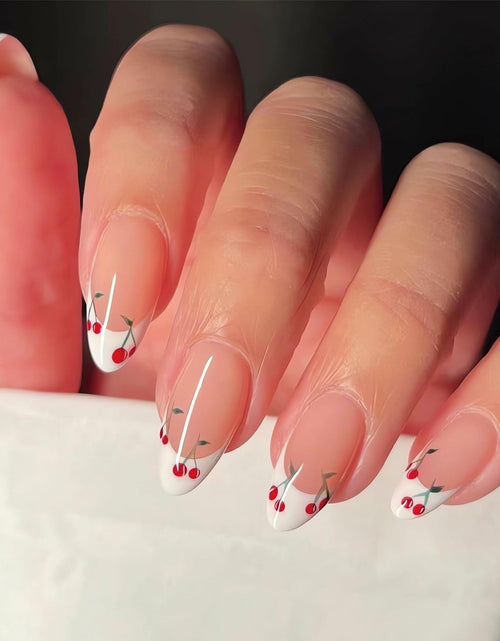 Load image into Gallery viewer, 24 Pcs Light Green Press On Nails Short Square Flower Designs Acrylic
