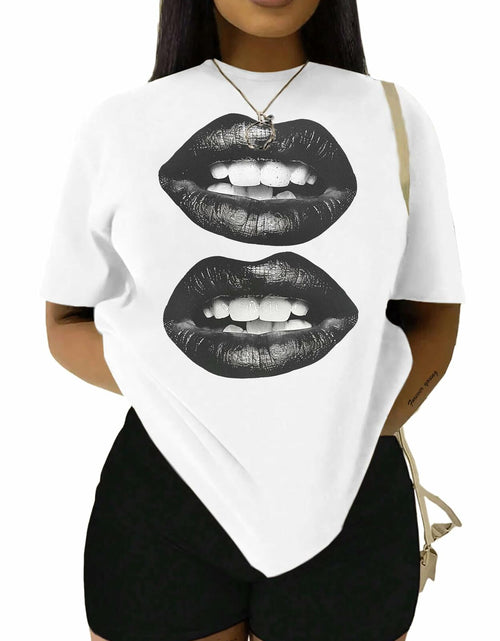 Load image into Gallery viewer, LovelyWholesale Womens Oversized Graphic Tee Short Sleeve White Size M
