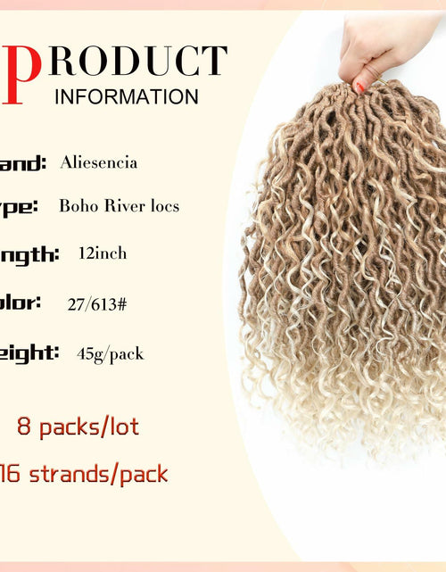 Load image into Gallery viewer, Goddess Locs Crochet Hair 12 Inch 8 Packs River Faux Locs 27/613# Size 12in
