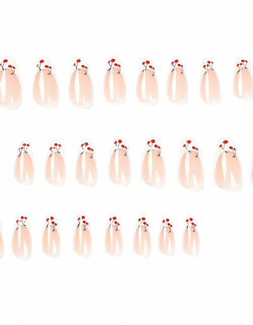 Load image into Gallery viewer, 24 Pcs Light Green Press On Nails Short Square Flower Designs Acrylic
