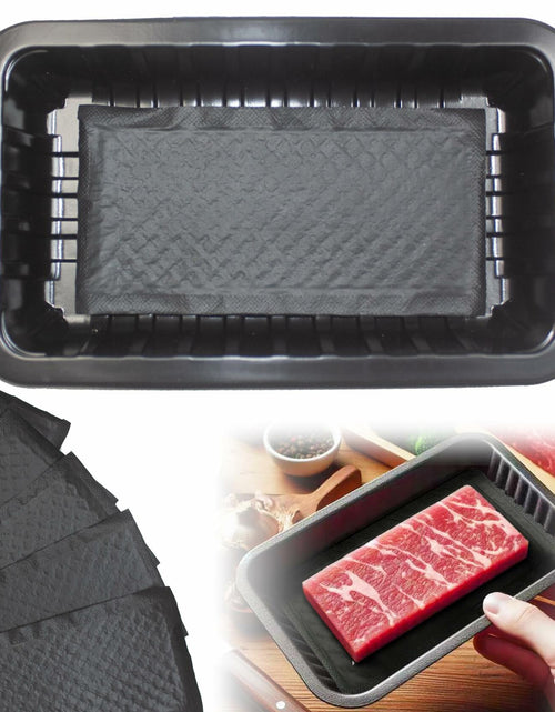 Load image into Gallery viewer, Ubierta Black Plastic Meat Trays with Absorbent Pads 8x5x1.3in 10 Sets
