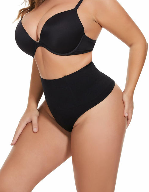 Load image into Gallery viewer, Tummy Control Seamless Thong Shapewear Mid Waist Butt Lifter Black Size XL
