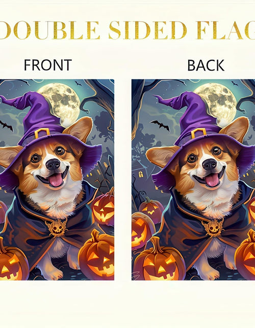 Load image into Gallery viewer, Happy Halloween Garden Flag Witch Hat Corgi Polyester 12x18 Inch Double Sided
