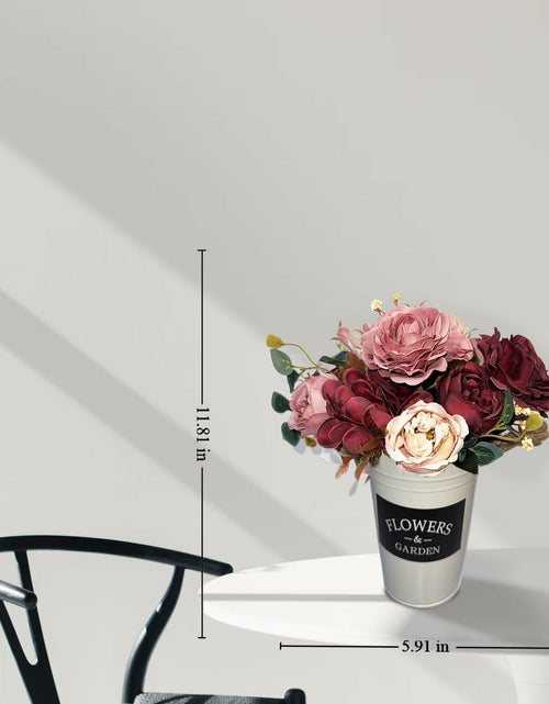 Load image into Gallery viewer, XDDCPWL Faux Silk Roses Flower Arrangement Pink Red Beige Vase Decor
