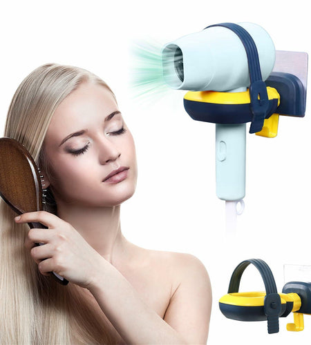 RAUWIZX Wall Mounted Hair Dryer Rack Adjustable 360° Rotating Holder