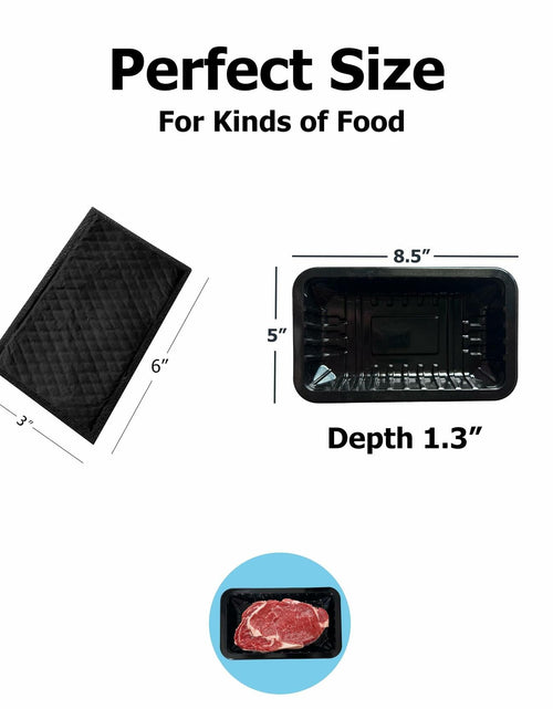 Load image into Gallery viewer, Ubierta Black Plastic Meat Trays with Absorbent Pads 8x5x1.3in 10 Sets
