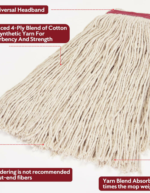 Load image into Gallery viewer, Matthew Cleaning 20oz Cotton Floor Mop Refill 6Pack White Heavy Duty
