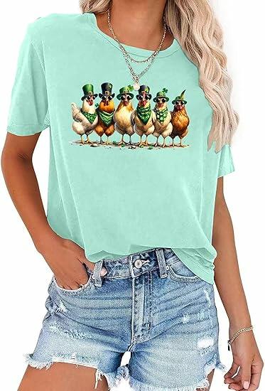 Load image into Gallery viewer, St. Patrick's Day Chickens Shirt Women Green Size 2XL
