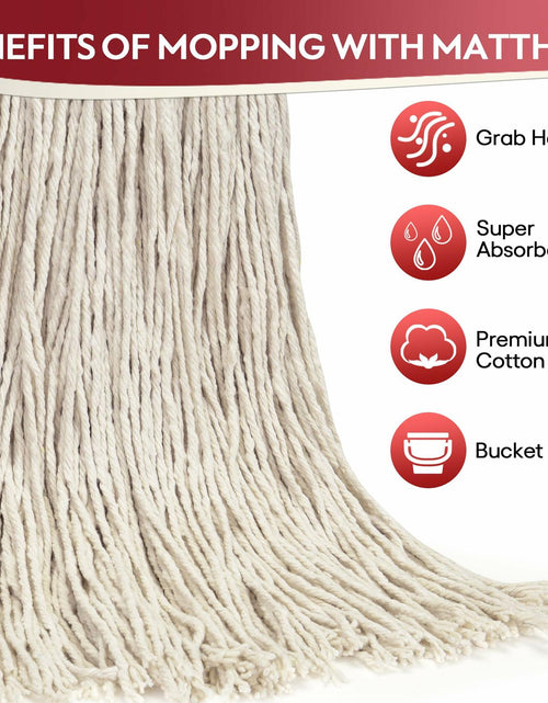 Load image into Gallery viewer, Matthew Cleaning 20oz Cotton Floor Mop Refill 6Pack White Heavy Duty
