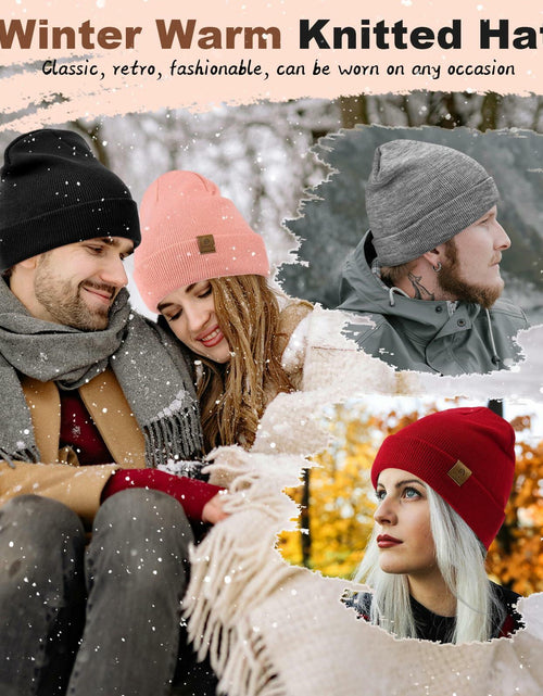 Load image into Gallery viewer, Beanies Cuffed Windproof Warm Knitted Hat Unisex White Size 1
