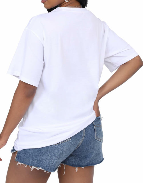Load image into Gallery viewer, LovelyWholesale Womens Oversized Graphic Tee Short Sleeve White Size M
