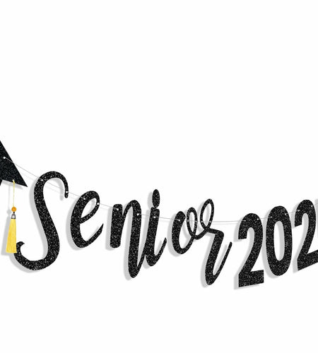 Oudain Glitter Senior 2025 Graduation Cap Banner Congrats Grad Blue