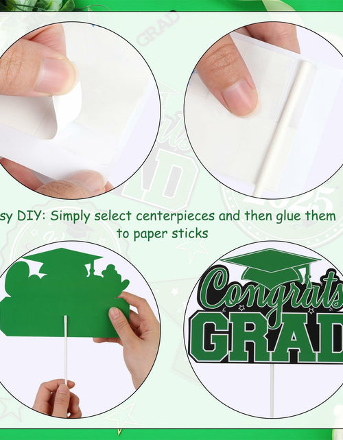 Load image into Gallery viewer, JOYMEMO Graduation Party Centerpiece Sticks 24pcs Teal Black 2025

