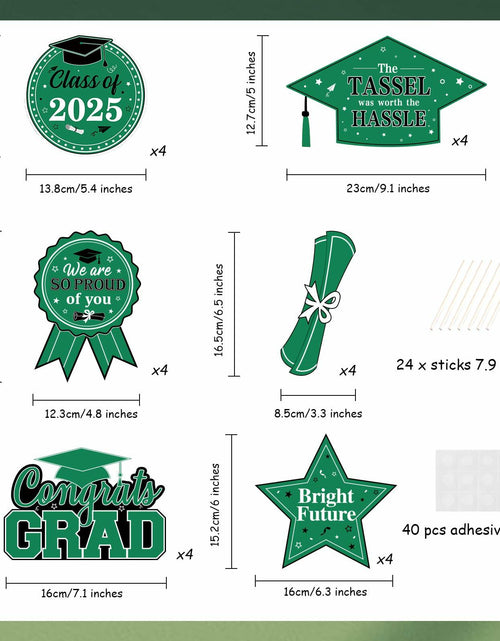 Load image into Gallery viewer, JOYMEMO Graduation Party Centerpiece Sticks 24pcs Teal Black 2025
