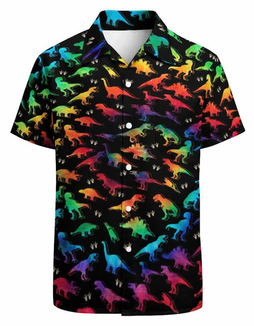 Load image into Gallery viewer, GADZILLE Mens Dinosaur Tie Dye Button Down Shirt Rainbow Size XXL
